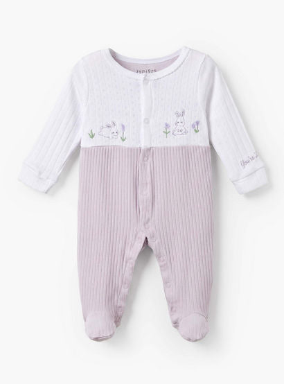 Juniors Cotton Round Neck Long Sleeves Sleepsuit with Bunny Print-baby-girls-clothing-nightwear-sleepsuits-image-1