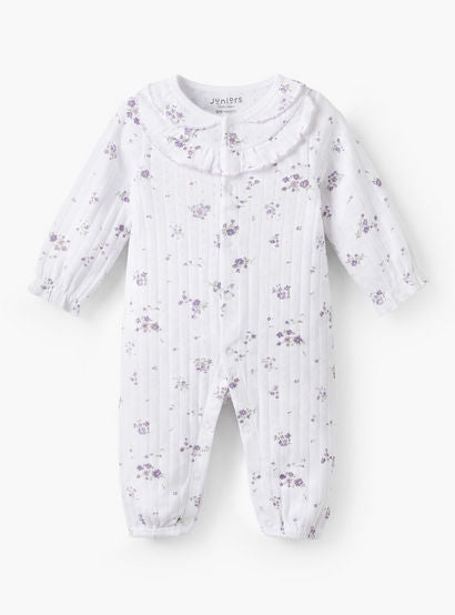 Juniors Cotton Crew Neck Long Sleeves Sleepsuit with Floral Print-baby-girls-clothing-nightwear-sleepsuits-image-1