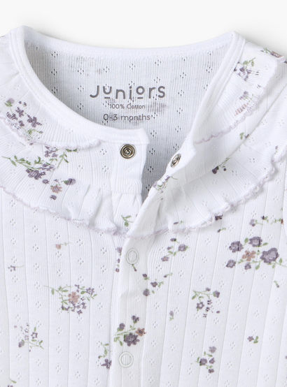 Juniors Cotton Crew Neck Long Sleeves Sleepsuit with Floral Print-baby-girls-clothing-nightwear-sleepsuits-image-3