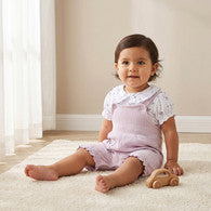 Juniors Collared Short Sleeves T-shirt and Dungaree Set with Floral Print-undefined-image-1