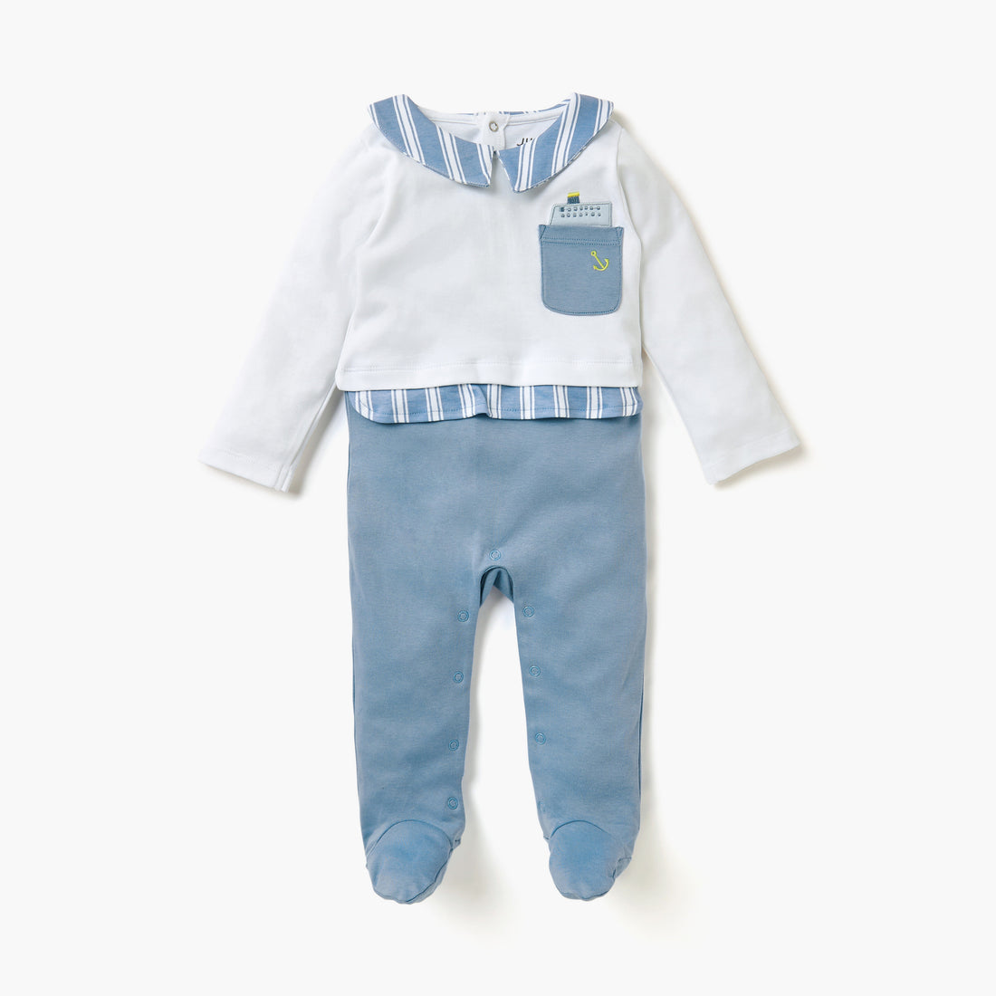 Juniors Closed Feet Sleepsuit with Collar - Multicolour / 9-12 mths