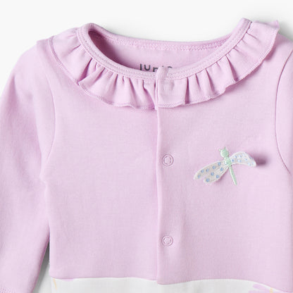 Juniors Cotton Crew Neck Long Sleeves Sleepsuit with Dragonfly Print