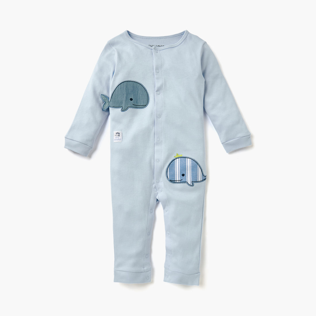 Juniors Whale Applique Sleepsuit with Round Neck - Multicolour / 12-18 mths