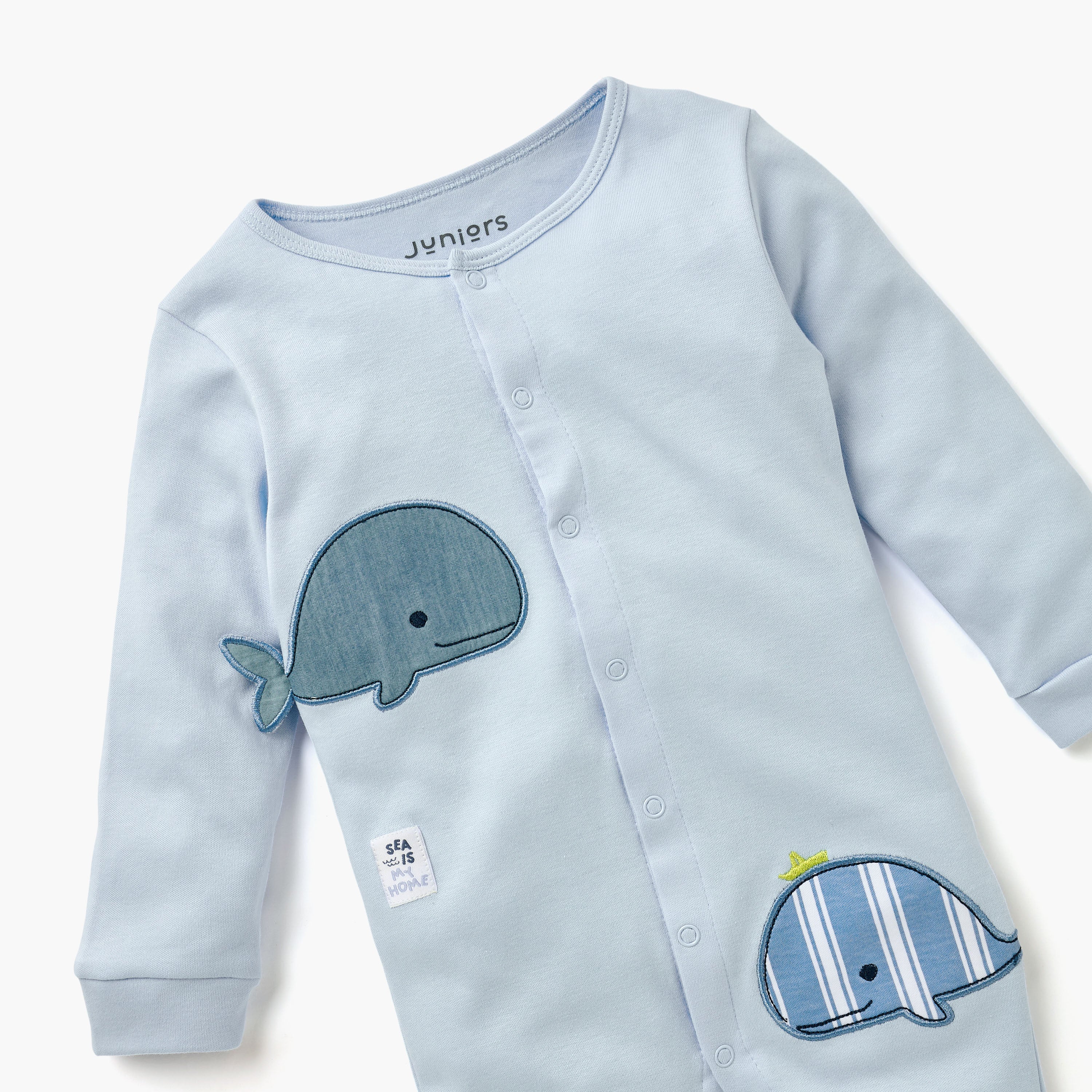 Juniors Whale Applique Sleepsuit with Round Neck
