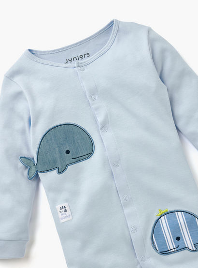 Juniors Whale Applique Sleepsuit with Round Neck-baby-boys-clothing-nightwear-sleepsuits-image-3