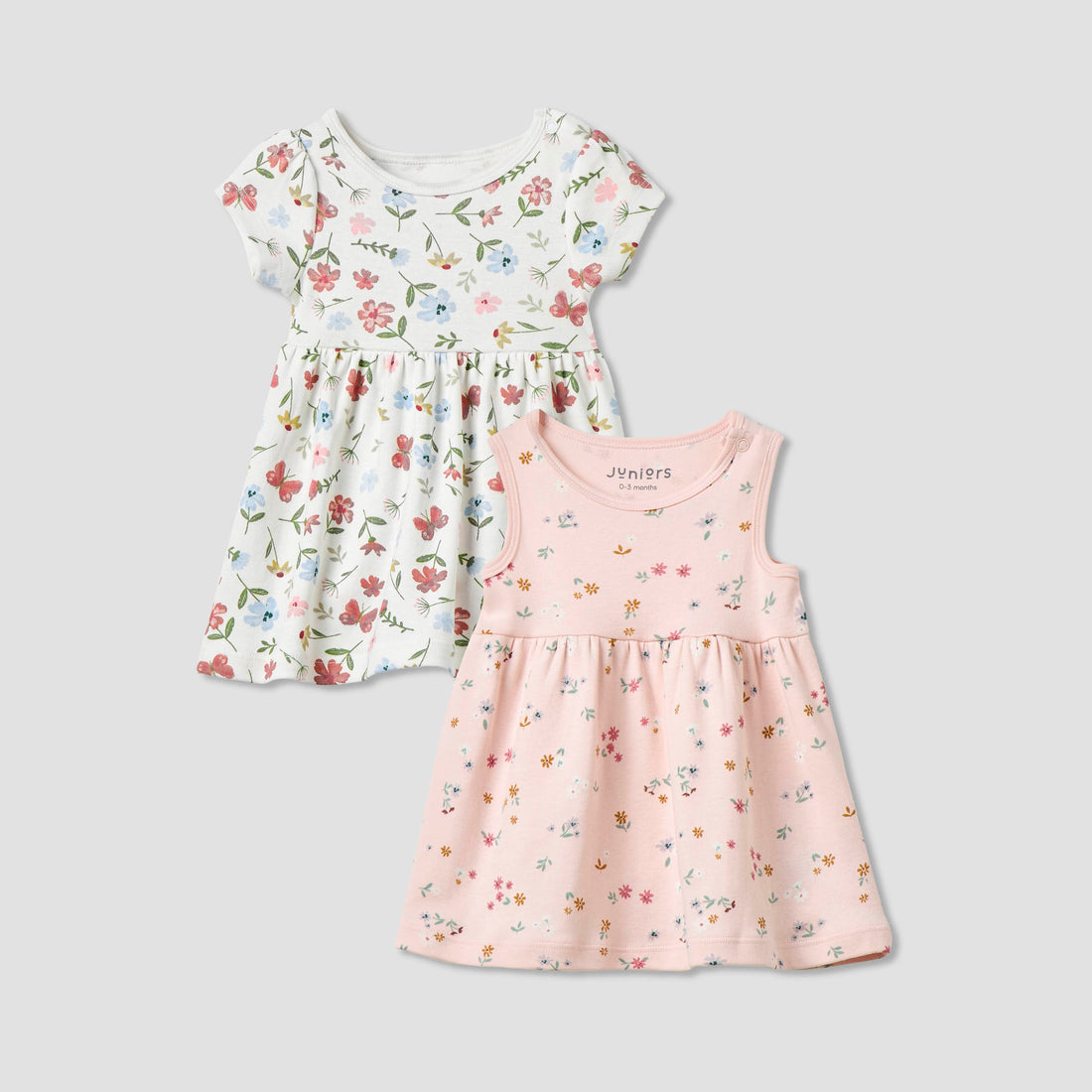 Juniors Floral Print A-Line Dress - Set of 2 - Multicolour / 12-18 mths
