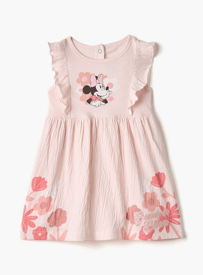 Disney Minnie Mouse Print Sleeveless Dress with Round Neck and Ruffle Detail-baby-girls-clothing-dressesandjumpsuits-image-1