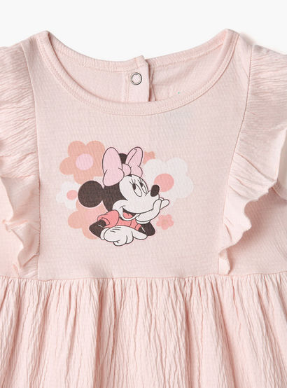 Disney Minnie Mouse Print Sleeveless Dress with Round Neck and Ruffle Detail-baby-girls-clothing-dressesandjumpsuits-image-3