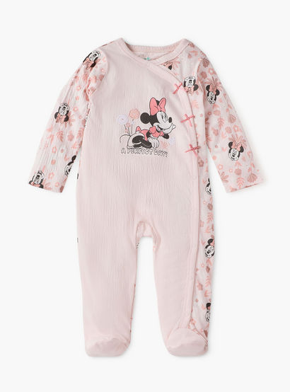 Disney Minnie Mouse Print Closed Feet Sleepsuit with Long Sleeves-baby-girls-clothing-nightwear-sleepsuits-image-1