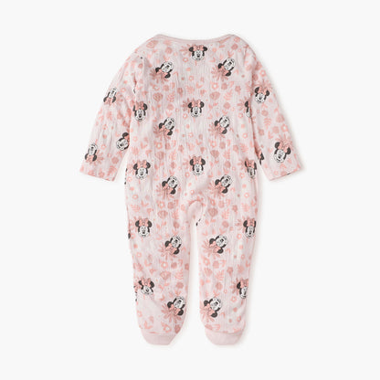 Disney Minnie Mouse Print Closed Feet Sleepsuit with Long Sleeves
