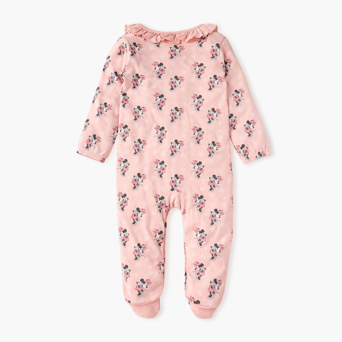 Disney All-Over Minnie Mouse Print Closed Feet Sleepsuit with Long Sleeves