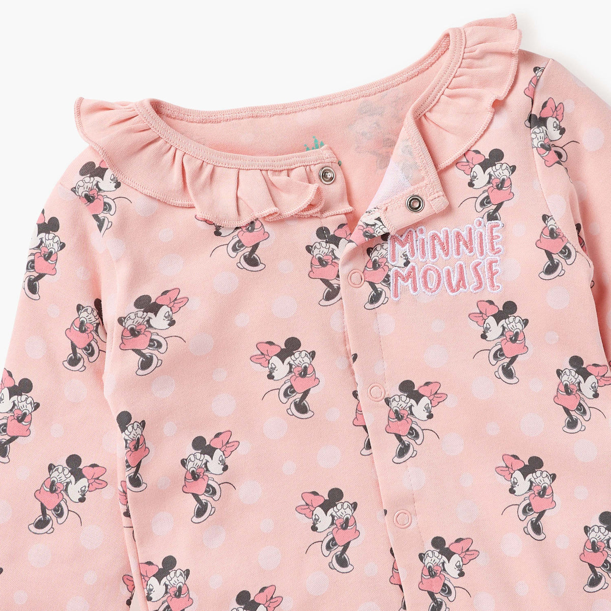 Disney All-Over Minnie Mouse Print Closed Feet Sleepsuit with Long Sleeves