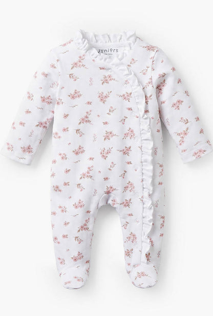 Juniors Cotton Crew Neck Long Sleeves Sleepsuit with Floral Print