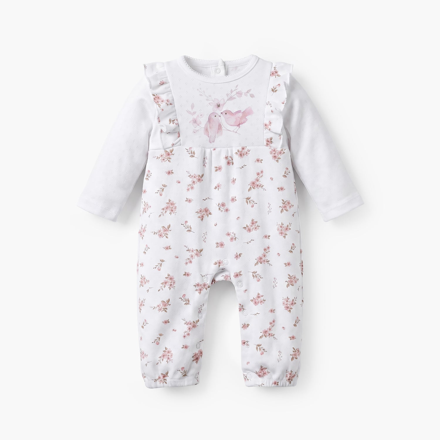 Juniors Cotton Crew Neck Long Sleeves Sleepsuit with Snap Button Closure