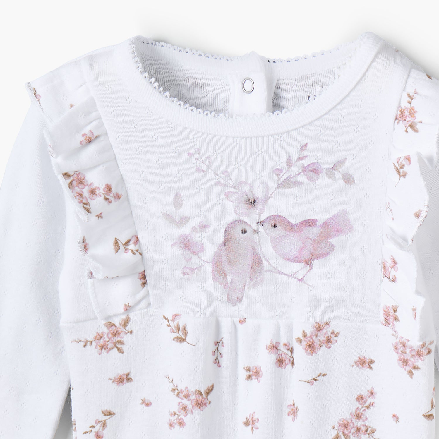 Juniors Cotton Crew Neck Long Sleeves Sleepsuit with Snap Button Closure