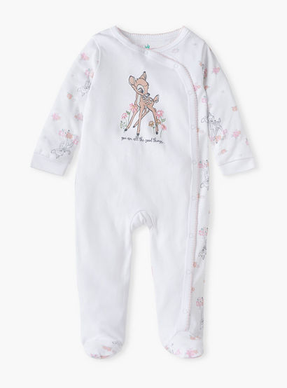 Disney All-Over Bambi Print Closed Feet Sleepsuit with Long Sleeves-baby-girls-clothing-nightwear-sleepsuits-image-1