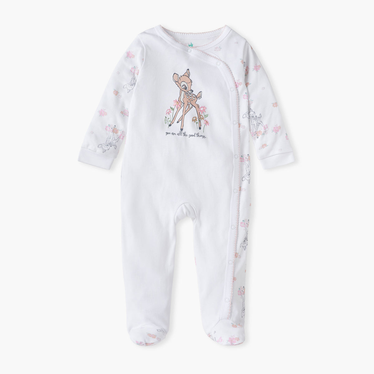 Disney All-Over Bambi Print Closed Feet Sleepsuit with Long Sleeves