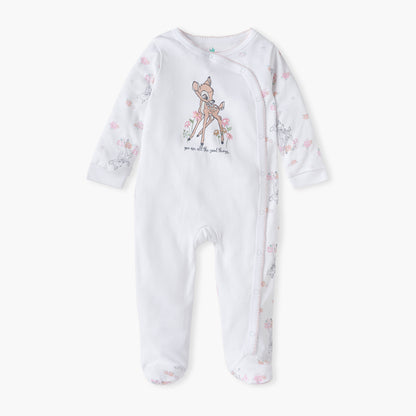 Disney All-Over Bambi Print Closed Feet Sleepsuit with Long Sleeves - White / 9-12 mths