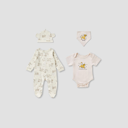 Disney 4-Piece Simba Print Clothing Gift Set - Beige / 0-3 mths