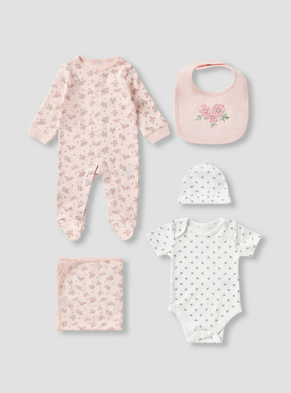 Juniors Floral Print 5-Piece Clothing Gift Set-baby-girls-clothing-setsandcoords-image-1
