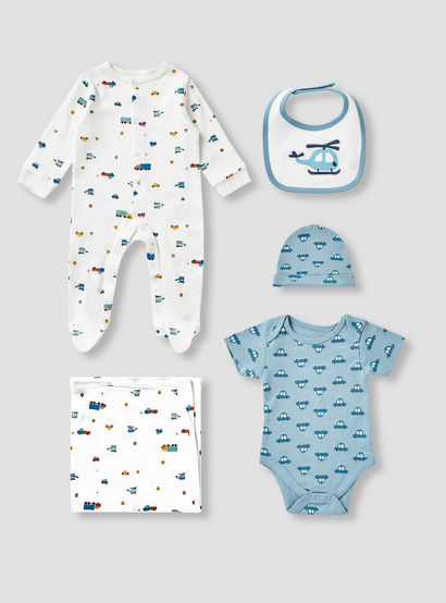 Juniors Vehicle Print 5-Piece Clothing Gift Set-baby-boys-clothing-setsandcoords-image-1