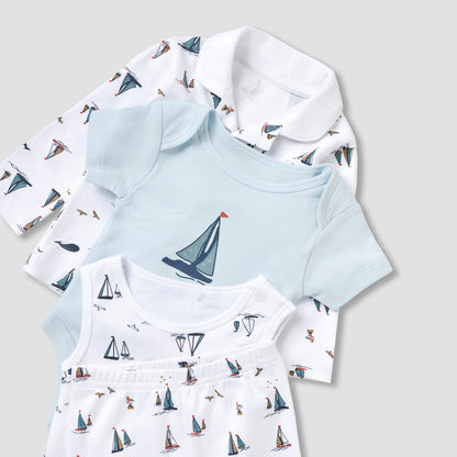 Set of 8 Juniors Clothing Gift Set with Sailboat Print