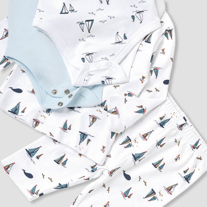 Set of 8 Juniors Clothing Gift Set with Sailboat Print