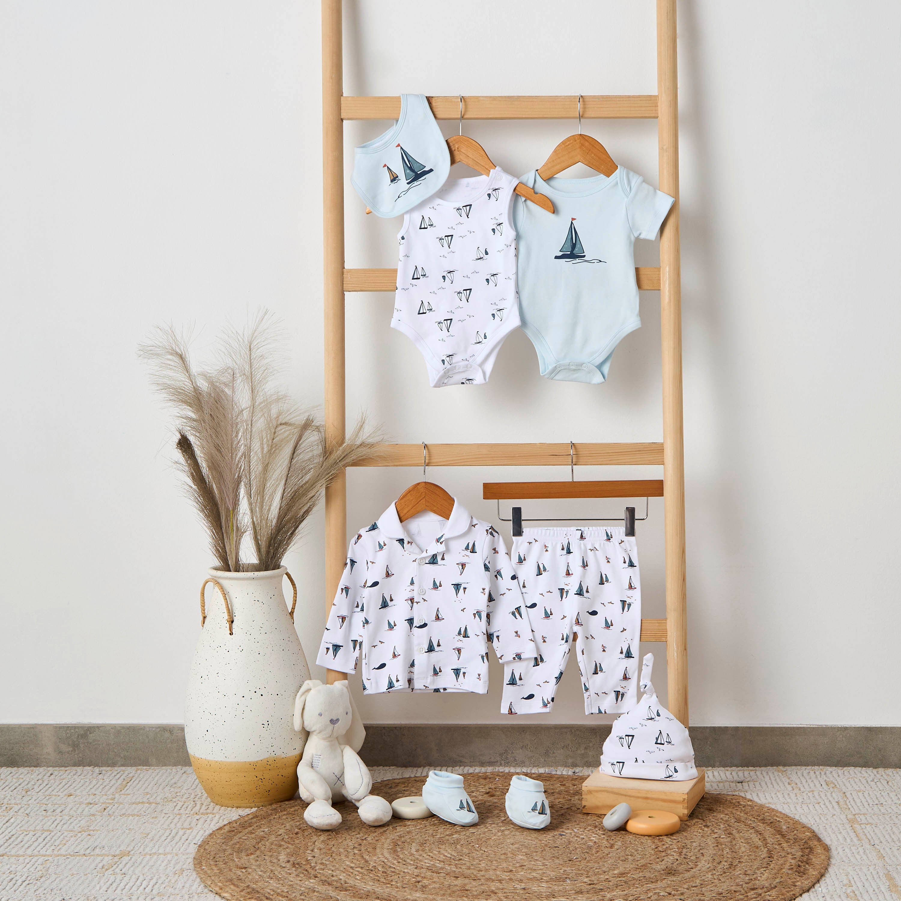 Set of 8 Juniors Clothing Gift Set with Sailboat Print