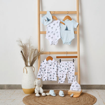 Set of 8 Juniors Clothing Gift Set with Sailboat Print