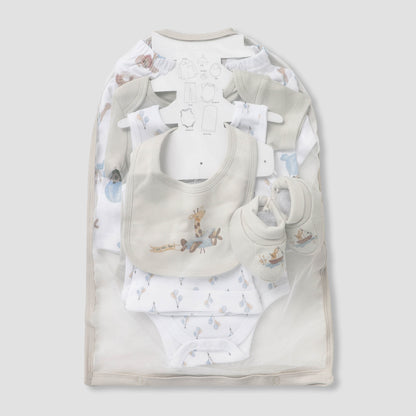 Set of 8 Juniors Clothing Gift Set with Print - Grey / 0-3 mths