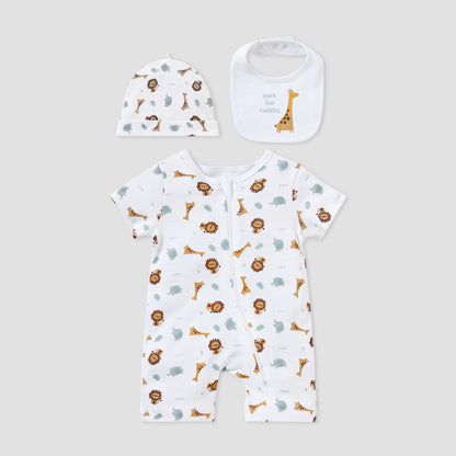 Juniors Animal Print 3-Piece Gift Set - White / 0-3 mths