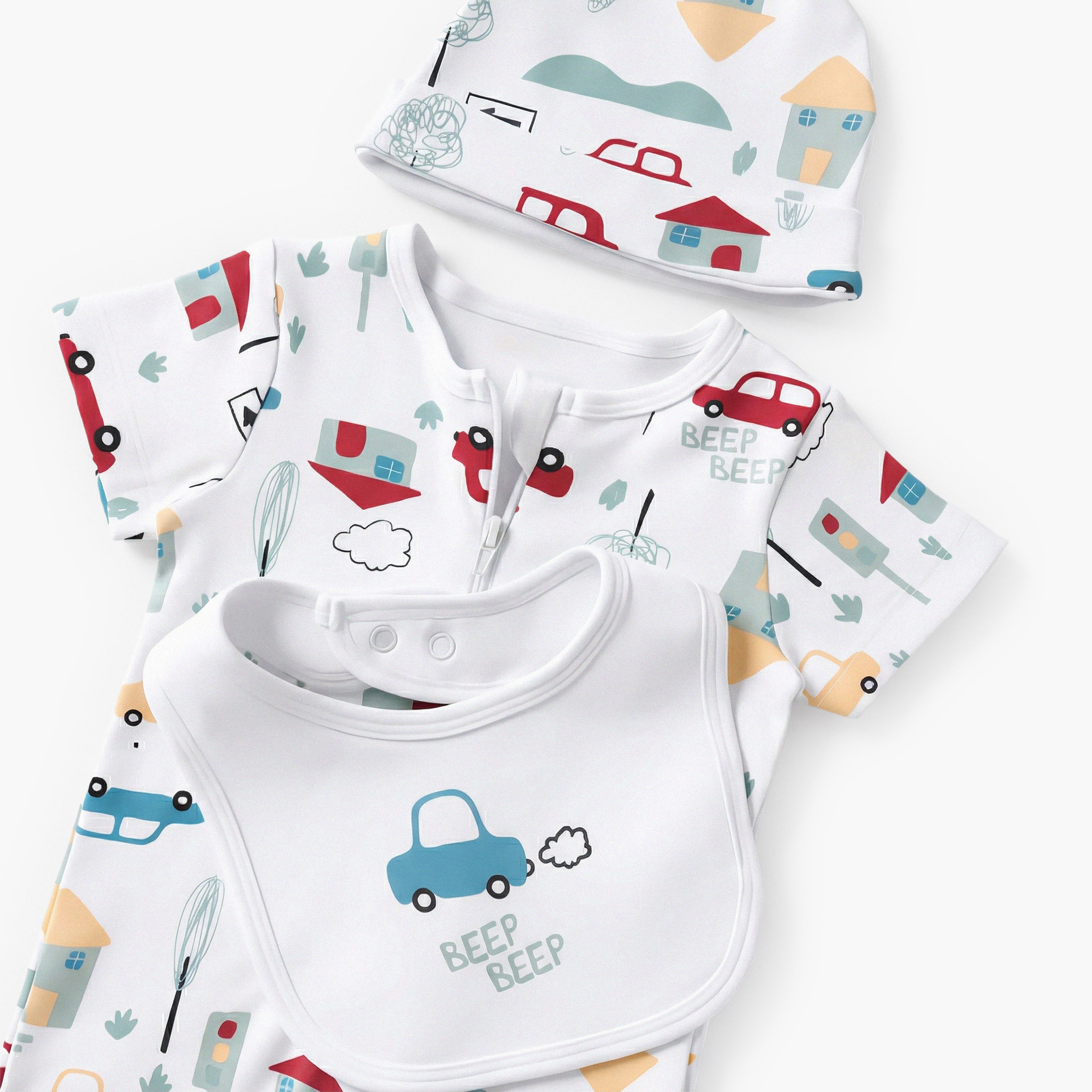 Set of 3 Juniors Clothing Gift Set with Vehicle Print