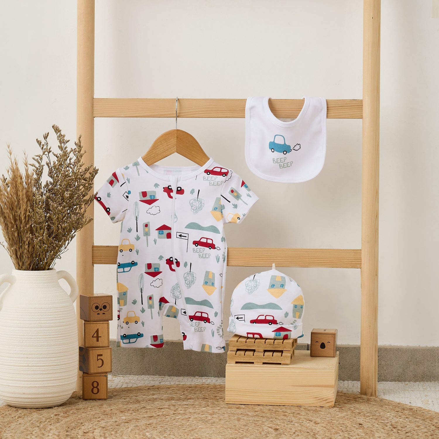 Set of 3 Juniors Clothing Gift Set with Vehicle Print