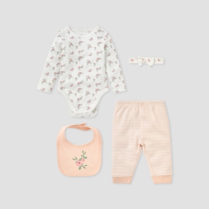Juniors 4-Piece Floral Print Clothing Set - Pink / 0-3 mths