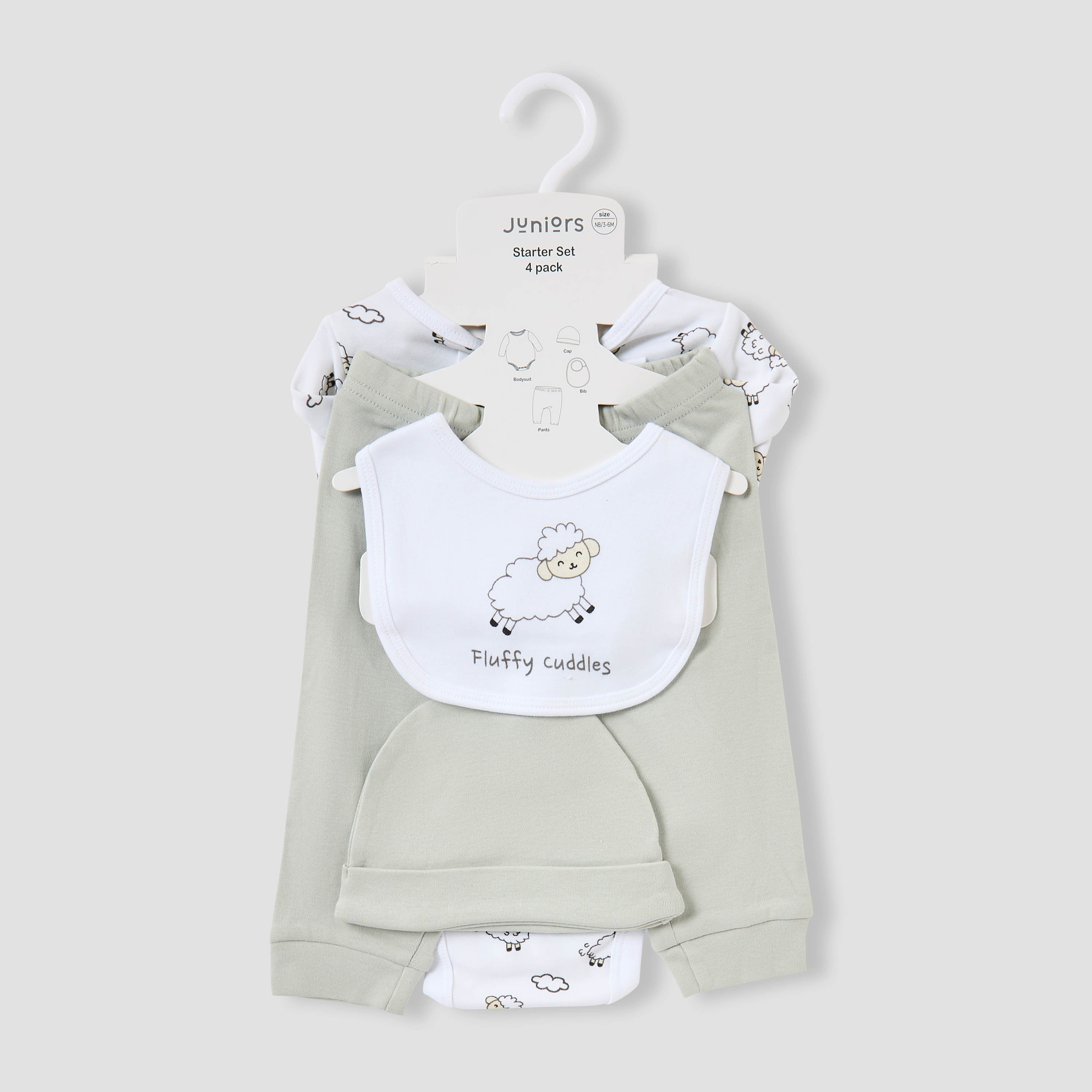Juniors 4-Piece Sheep Print Clothing Set