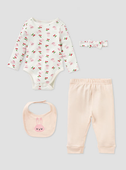 Juniors 4-Piece Bunny Print Clothing Set-baby-girls-clothing-setsandcoords-image-1