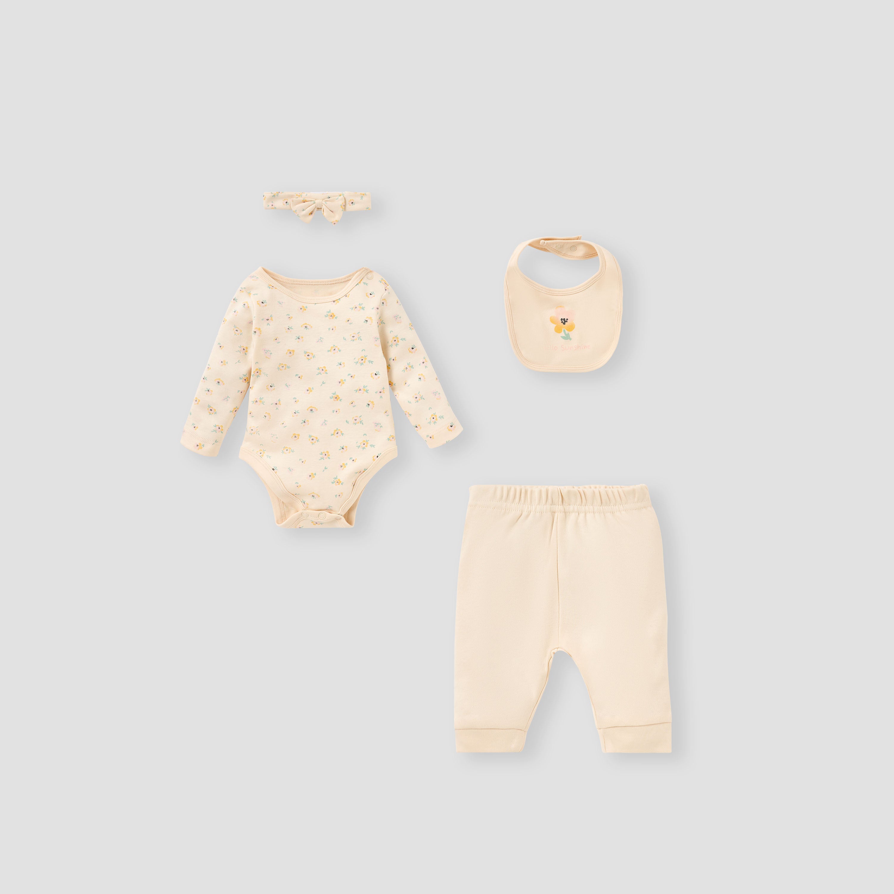 Juniors 4-Piece Assorted Clothing Set - Beige / 0-3 mths