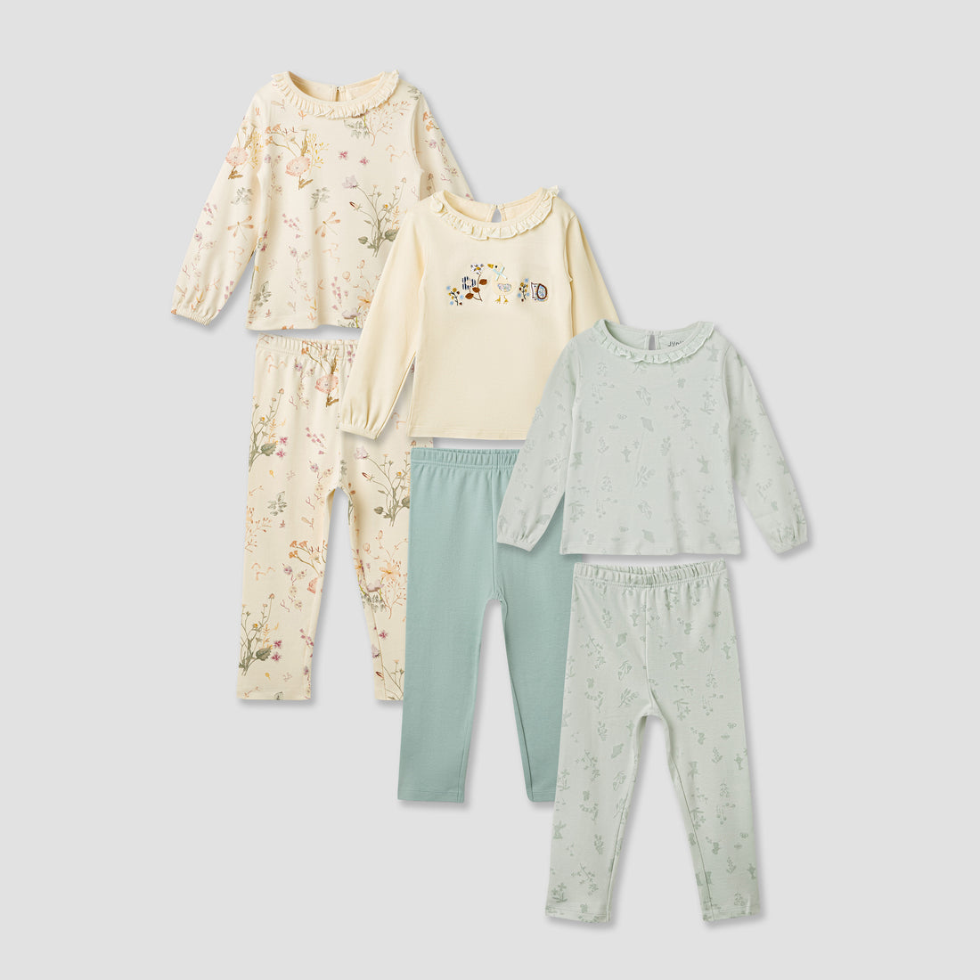 Juniors Floral Print T-shirt and Pyjamas - Set of 3 - Multicolour / 12-18 mths