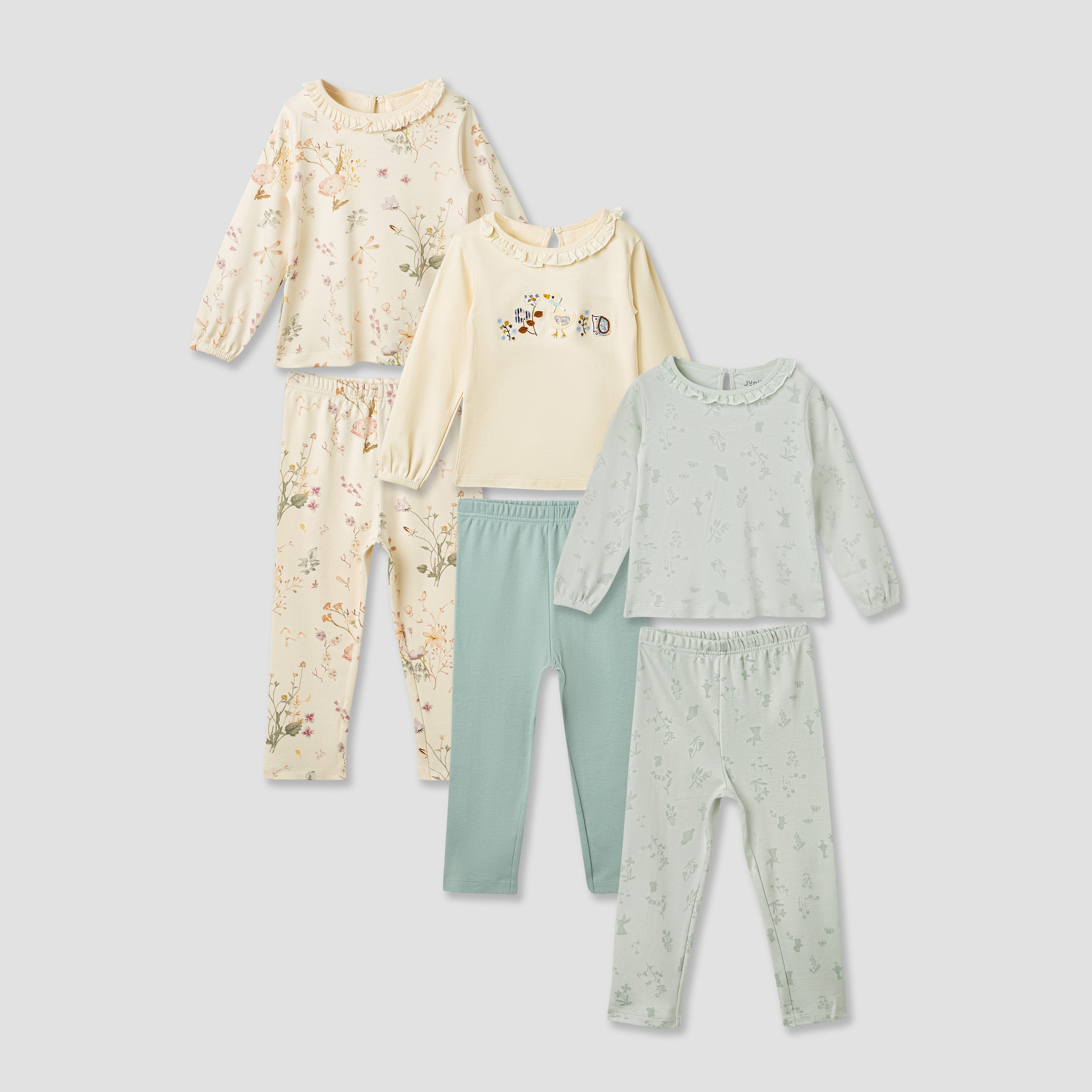 Juniors Floral Print T-shirt and Pyjamas - Set of 3 - Multicolour / 12-18 mths
