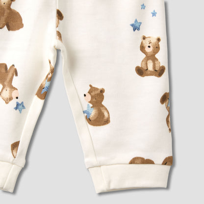 Pack of 3 Juniors Cotton Round Neck Long Sleeves Pyjama Set with Teddy Print