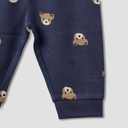 Pack of 3 Juniors Cotton Round Neck Long Sleeves Pyjama Set with Teddy Print