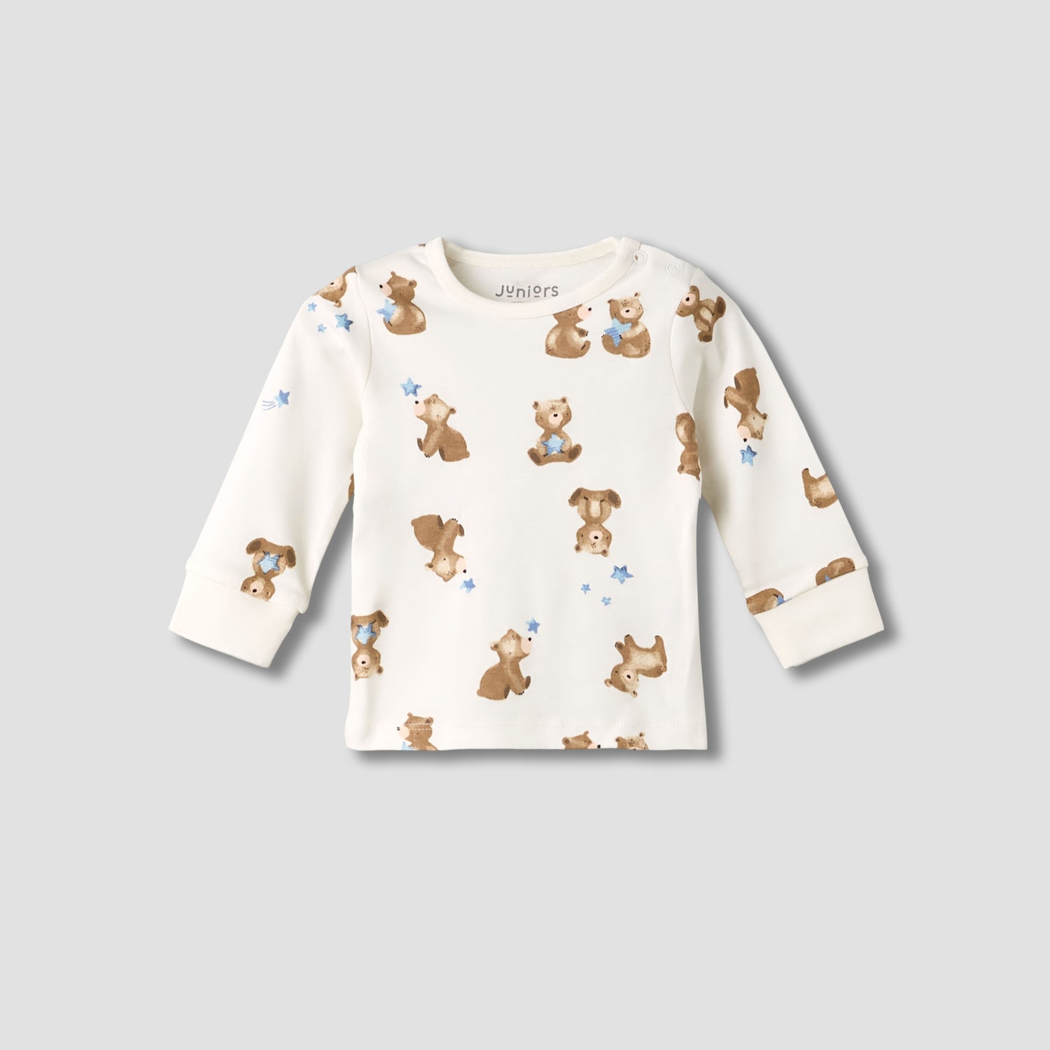 Pack of 3 Juniors Cotton Round Neck Long Sleeves Pyjama Set with Teddy Print