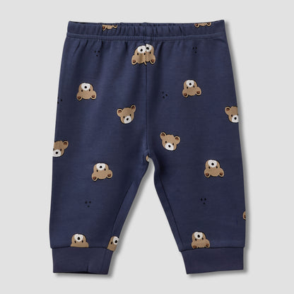 Pack of 3 Juniors Cotton Round Neck Long Sleeves Pyjama Set with Teddy Print