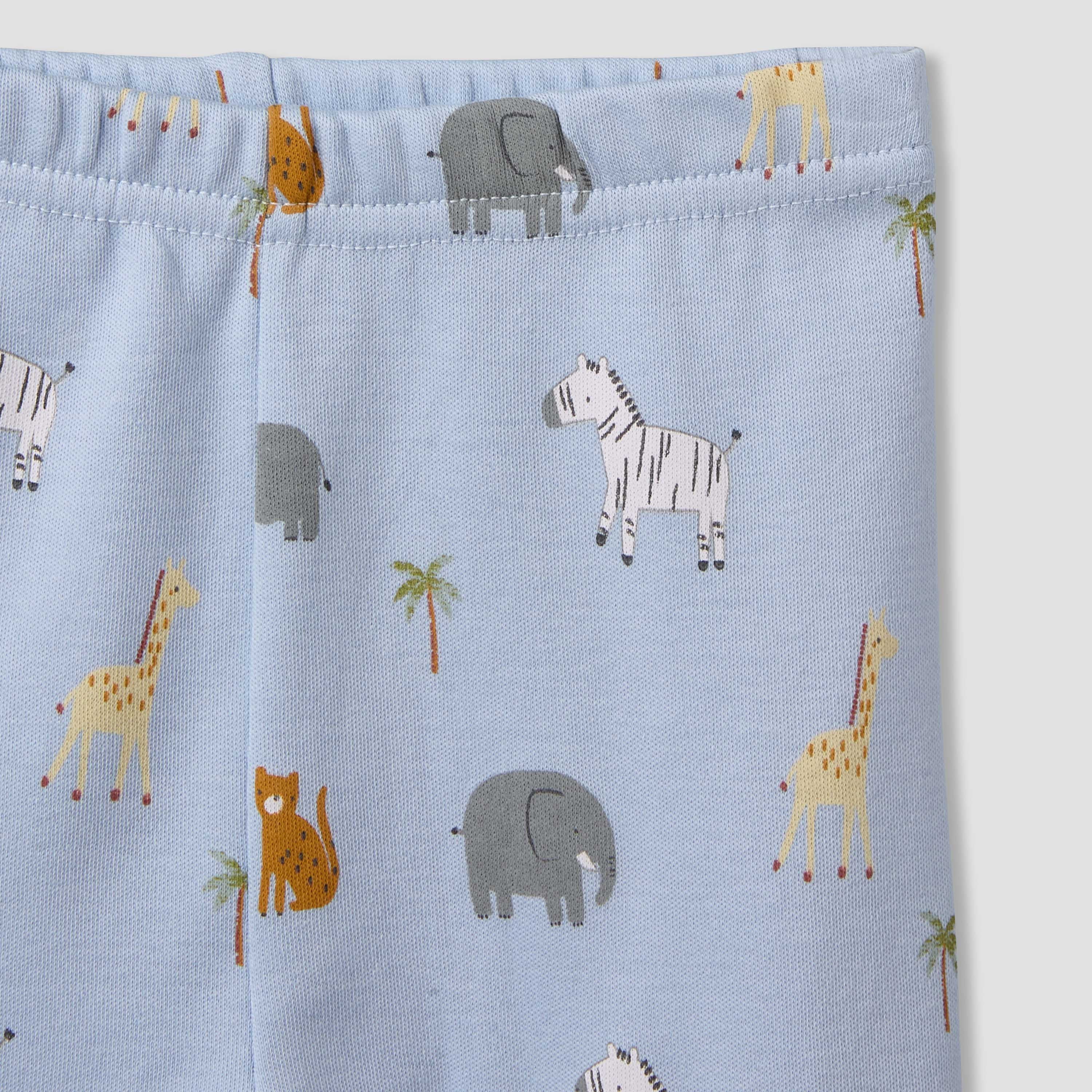 Pack of 3 Juniors Cotton Round Neck Long Sleeves Pyjama Set with Safari Print