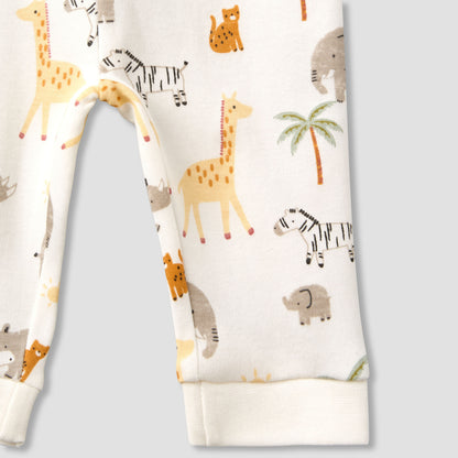 Pack of 3 Juniors Cotton Round Neck Long Sleeves Pyjama Set with Safari Print
