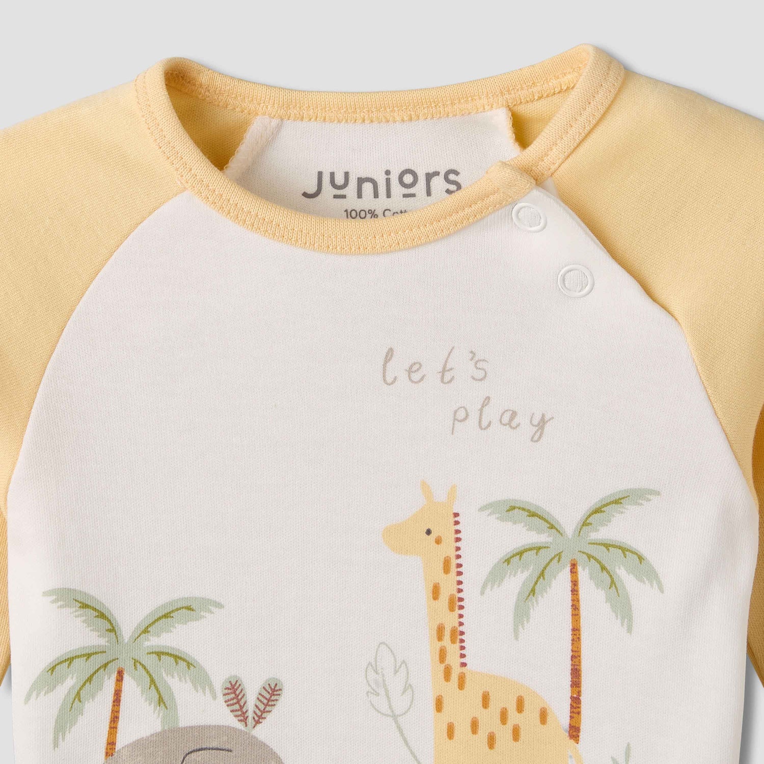 Pack of 3 Juniors Cotton Round Neck Long Sleeves Pyjama Set with Safari Print