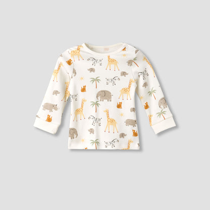 Pack of 3 Juniors Cotton Round Neck Long Sleeves Pyjama Set with Safari Print