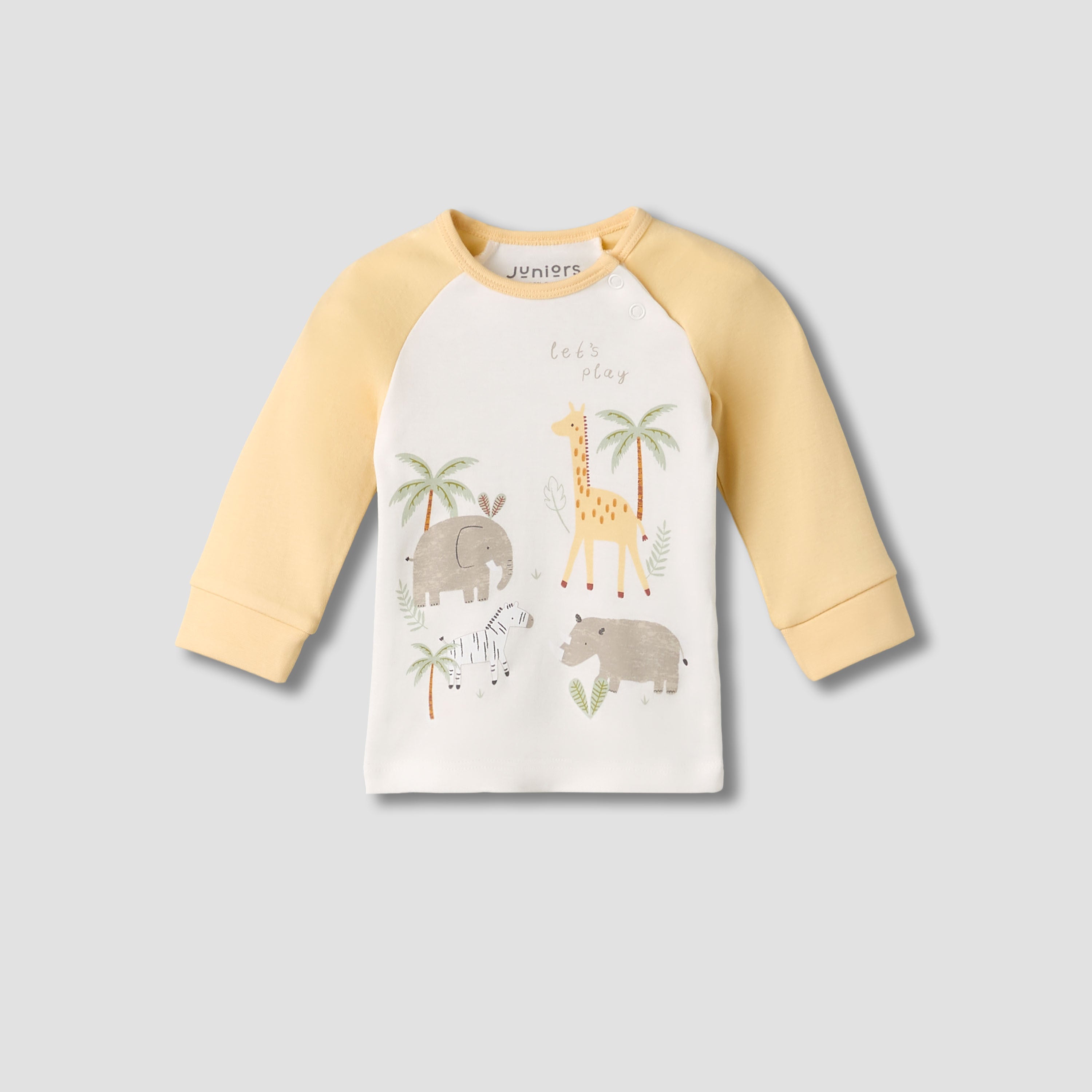 Pack of 3 Juniors Cotton Round Neck Long Sleeves Pyjama Set with Safari Print