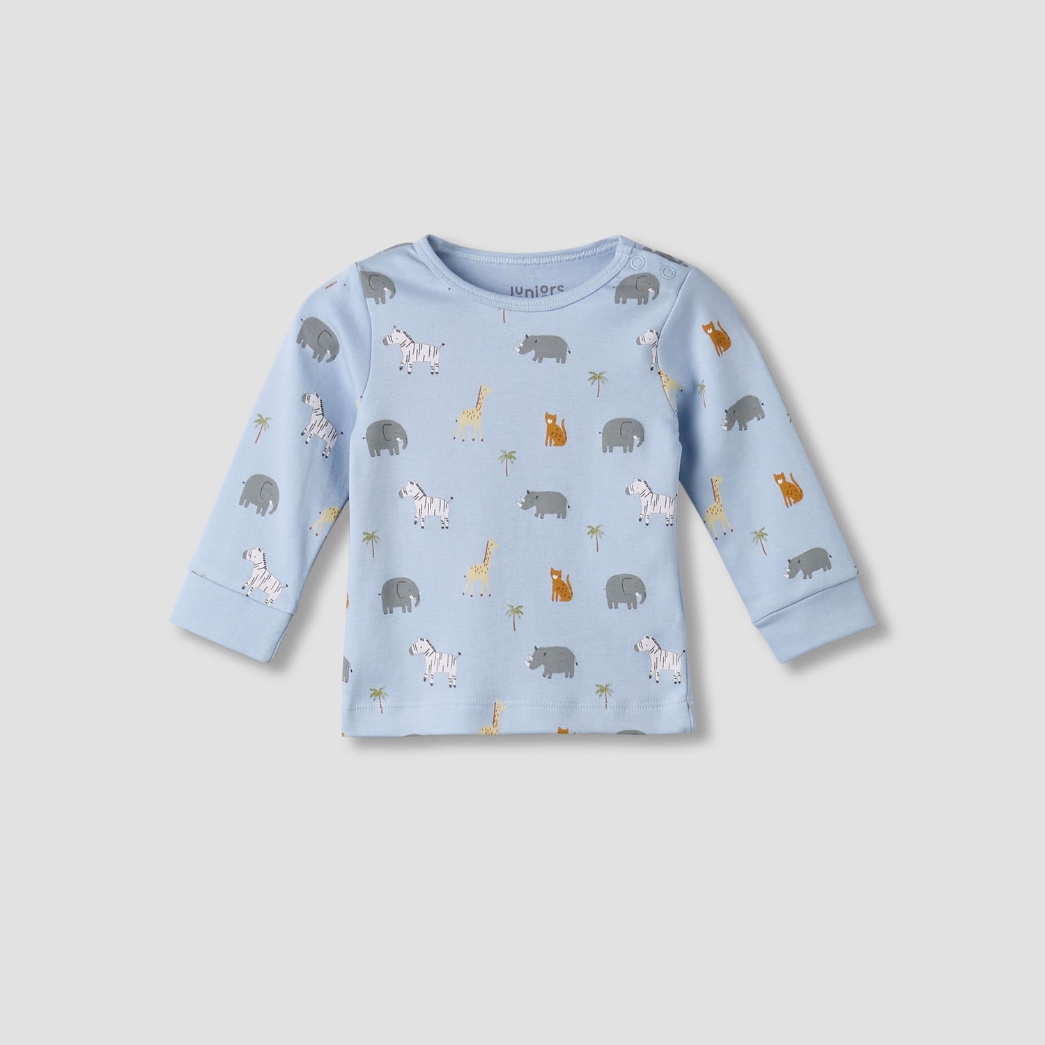 Pack of 3 Juniors Cotton Round Neck Long Sleeves Pyjama Set with Safari Print