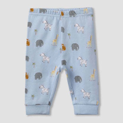 Pack of 3 Juniors Cotton Round Neck Long Sleeves Pyjama Set with Safari Print